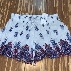 red white and blue flowy shorts